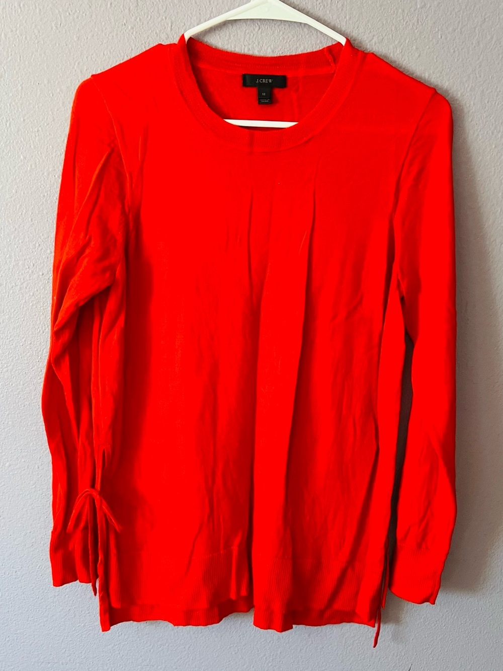 J. Crew Bright Red Long-Sleeve Crewneck Sweater
